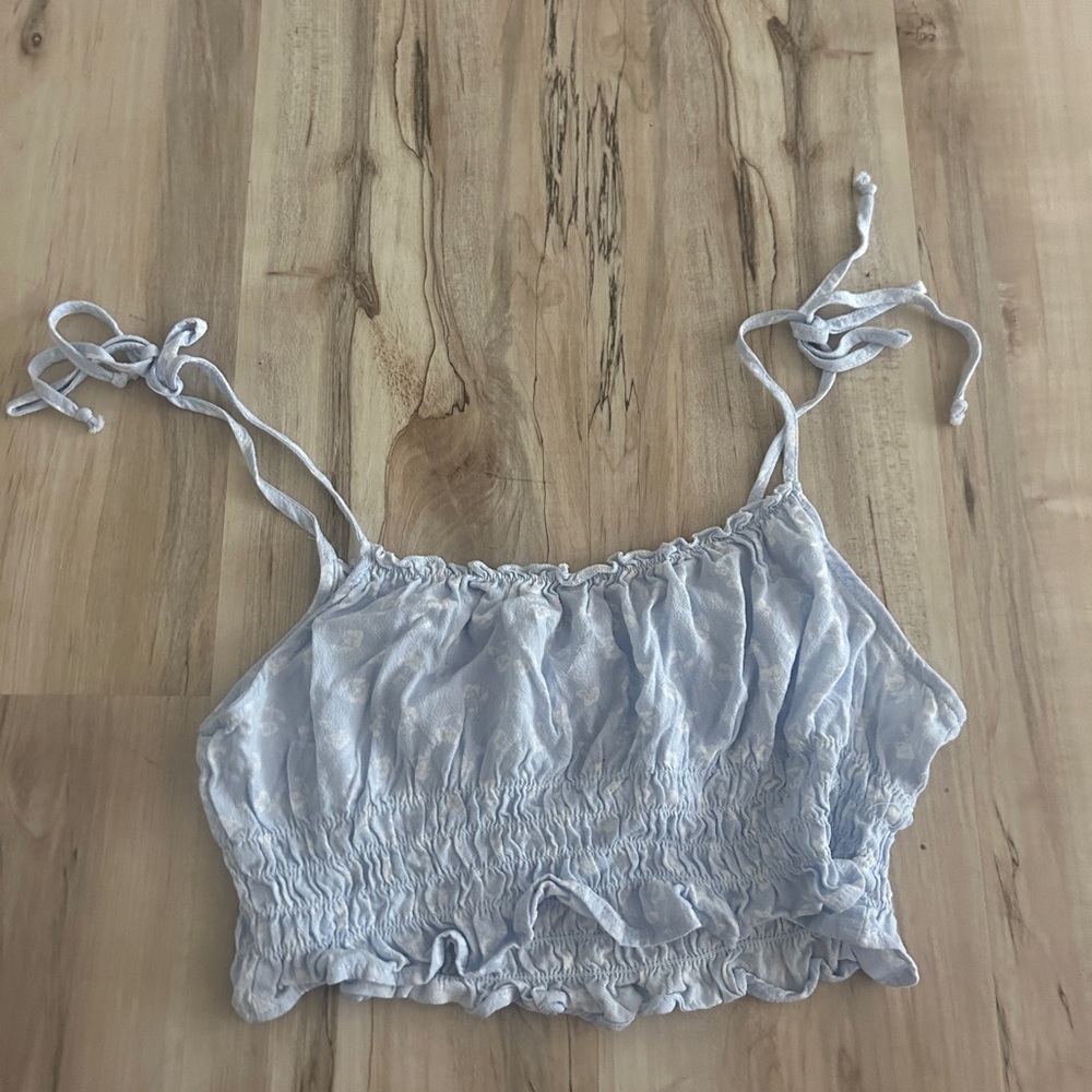 Kendall & Kylie White Smocked Crop Camisole